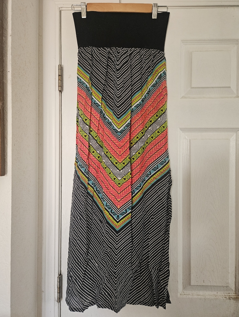 Rip Curl Striped Maxi Skirt with Neon Chevron Detail Small